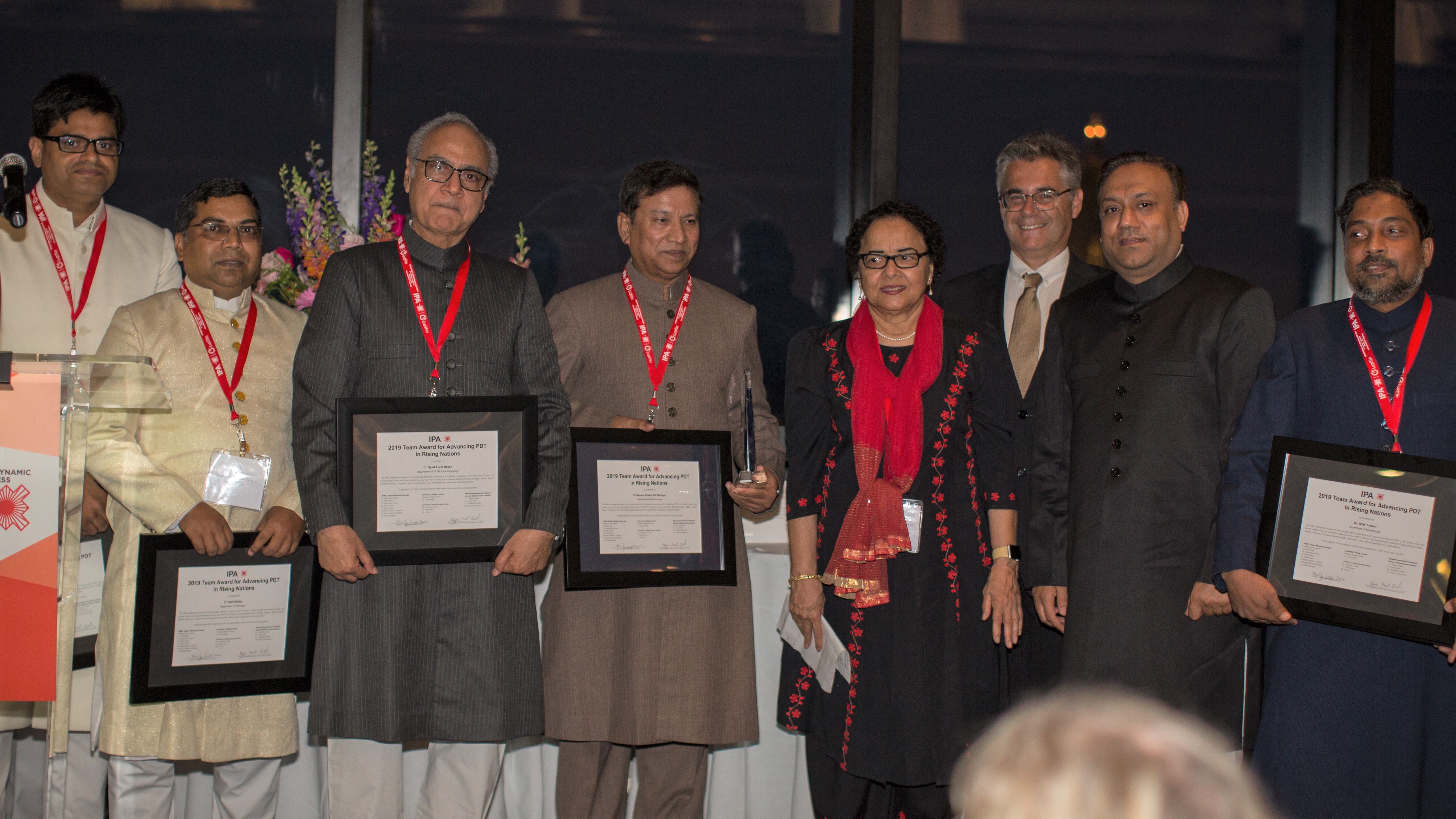 From left to right: Dr. Shakir Khan, Dr. Kafil Akhtar, Professor Syed Abrar Hasan, Professor Shahid Siddiqui, Dr. Tayyaba Hassan (IPA Past-President), Dr. Luis Arnaut (IPA President), Dr. Amjad Khan, Dr. Bilal Hussain.
