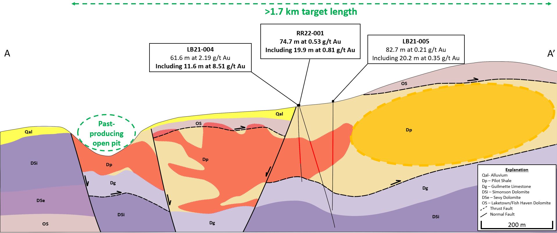 4cb9aadd 2e4f 4ea3 8bb2 c4c4ef12f24c NevGold Intercepts 0.53 g/t Oxide Au over 74.7 Meters And Expands The Mineralized Footprint Over 100 Meters At Resurrection Ridge