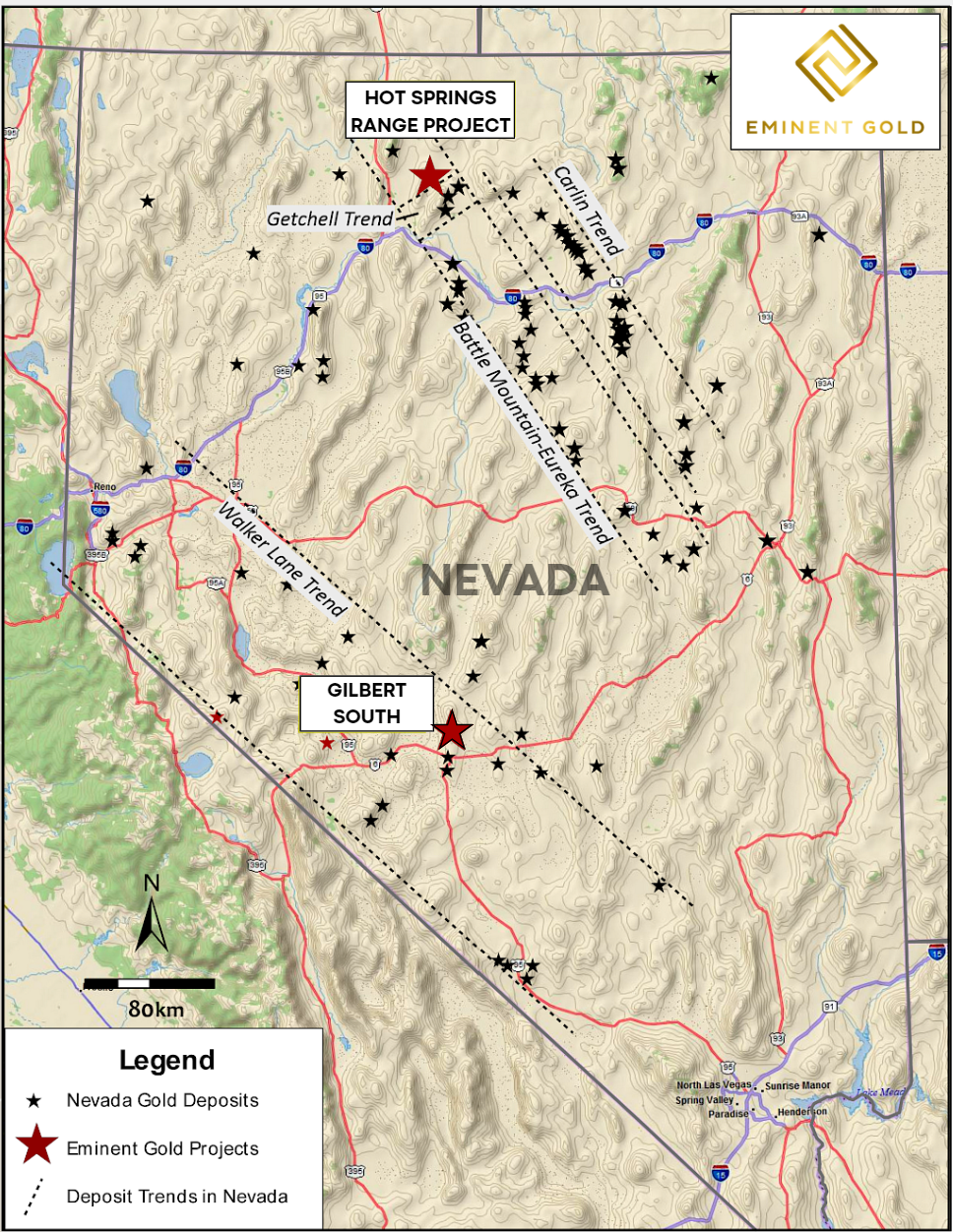 Location of Eminent’s Hot Springs Range Project in Nevada