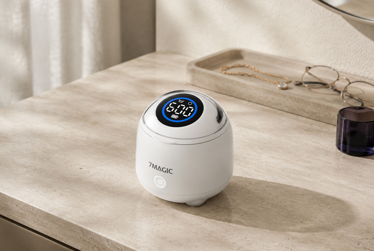 7MAGIC SonicPod Go ultrasonic cleaner for retainers with 200ml tank supporting aligners, dentures, night guards, mouth guards and dental tools.