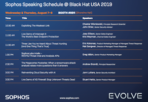 Sophos Black Hat 2019 Speaking Schedule