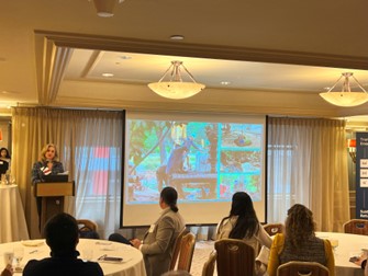 Pictured: Zefiro’s Catherine Flax addresses attendees of the Wall Street Green Summit on March 12, 2024