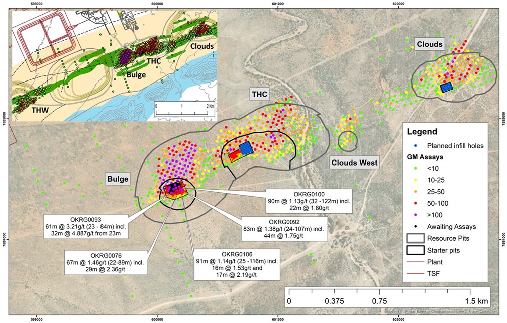 Selected assays from the infill program at Bulge