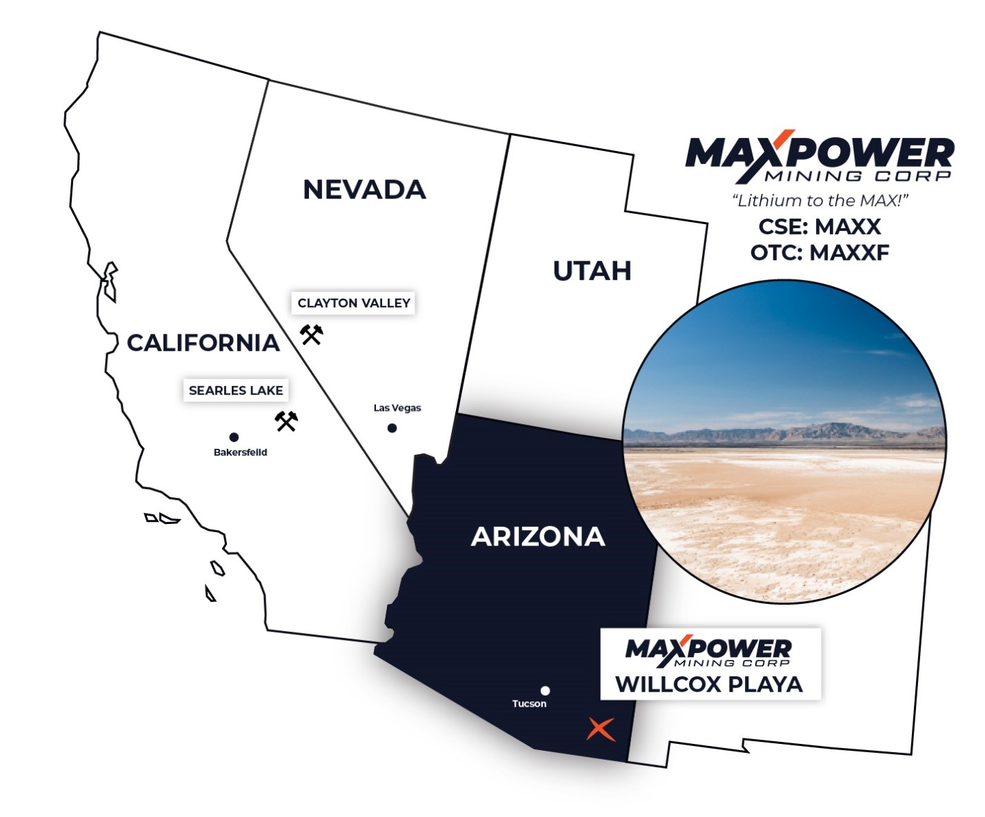 Figure 1- Map showing the locations of key lithium targets in the southwestern USA as defined by the USGS