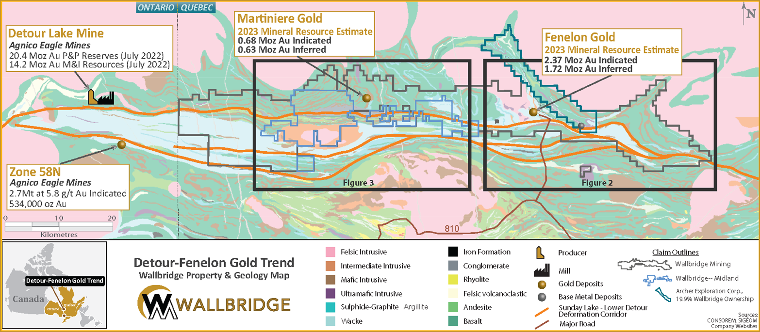 Wallbridge’s Detour-Fenelon Gold Trend land package