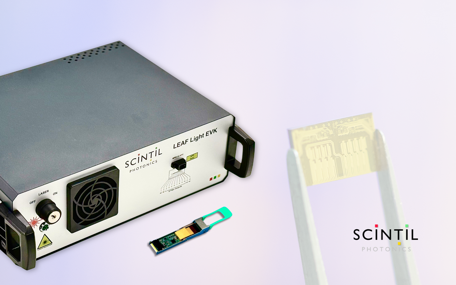Scintil Photonics LEAF Light Evaluation Kit EVK for DWDM co-packaged optics in AI scale-up networks