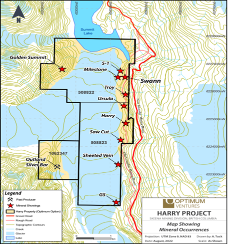 Map Showing Mineral Occurrences August 2022