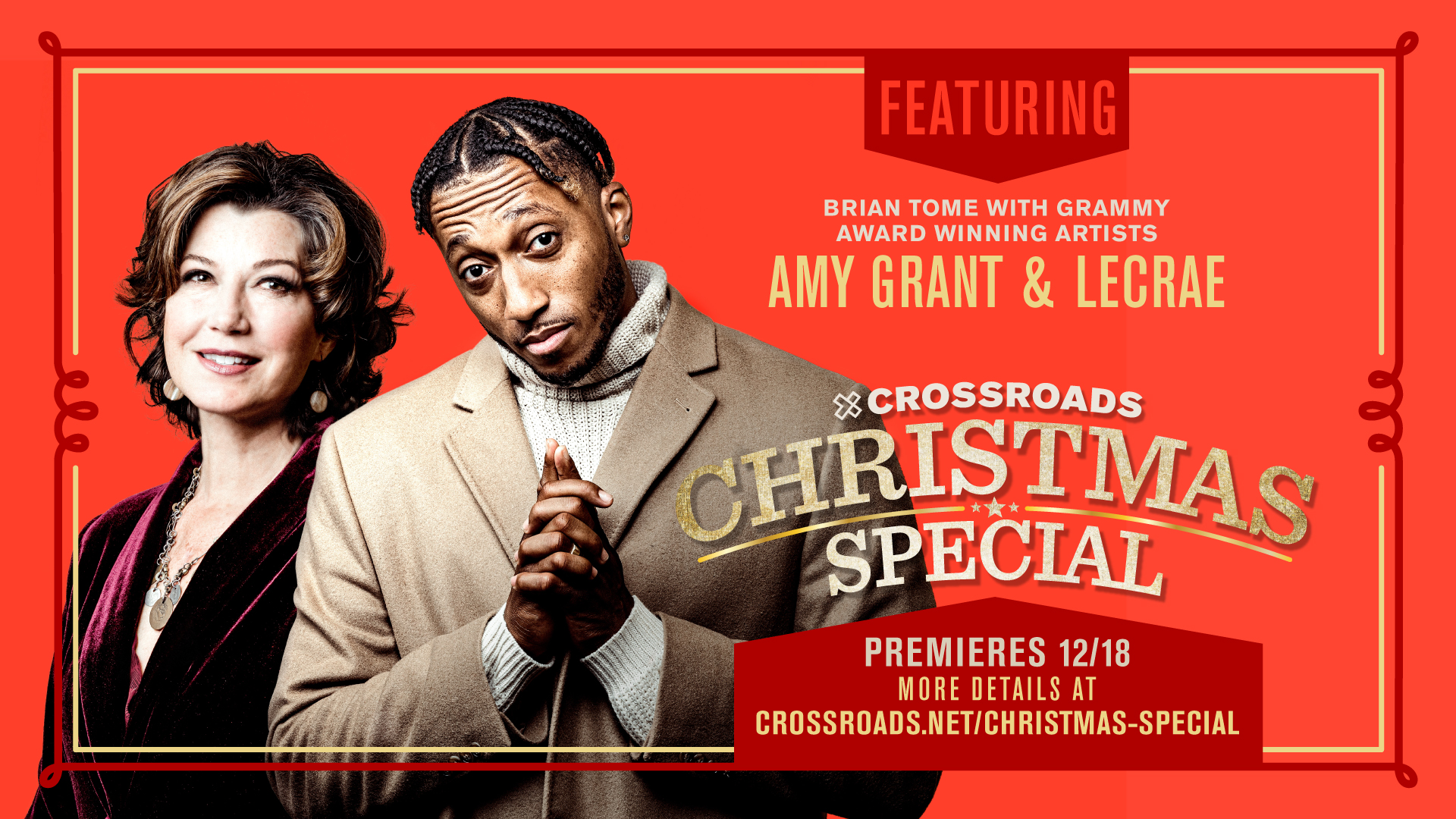 The Crossroads Christmas Special featuring Grammy Award-winning artists Amy Grant and Lecrae is available to provide an extra shot of hope throughout the Christmas season at crossroasds.net/christmas-special.