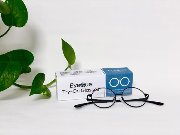 EyeQue Try-On Glasses are a low-cost, fast way for consumers to try out glasses made with EyeQue smartphone vision test results – EyeGlass Numbers – before ordering more costly eyeglasses from online retailers. 
