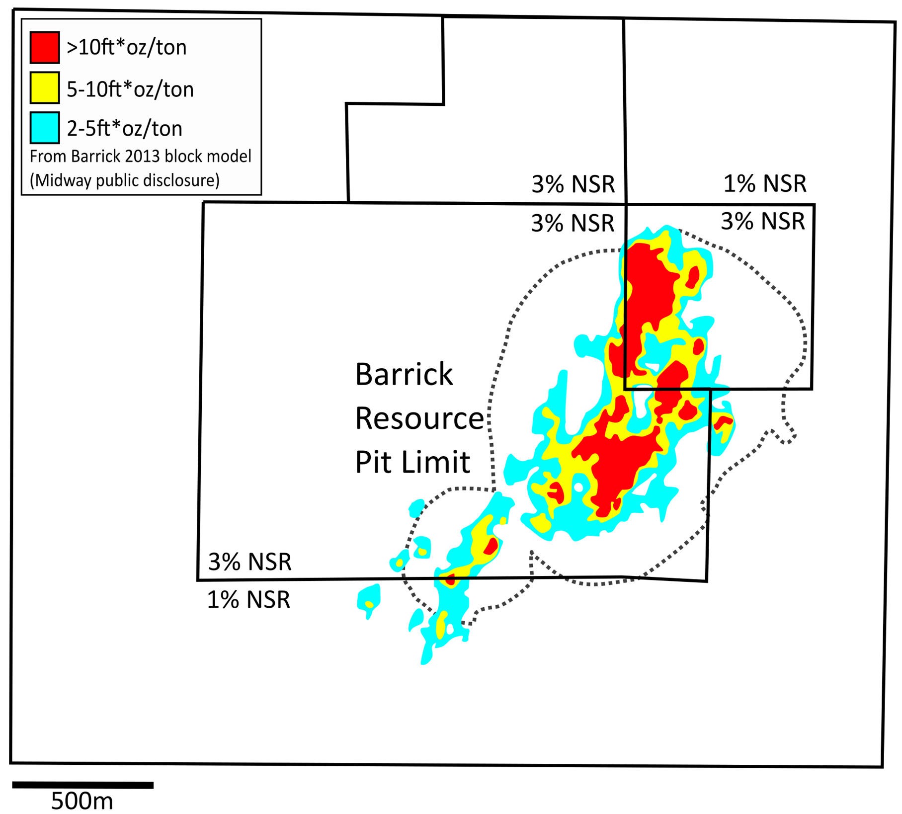 Figure 1 : distribution de l'épaisseur des teneurs