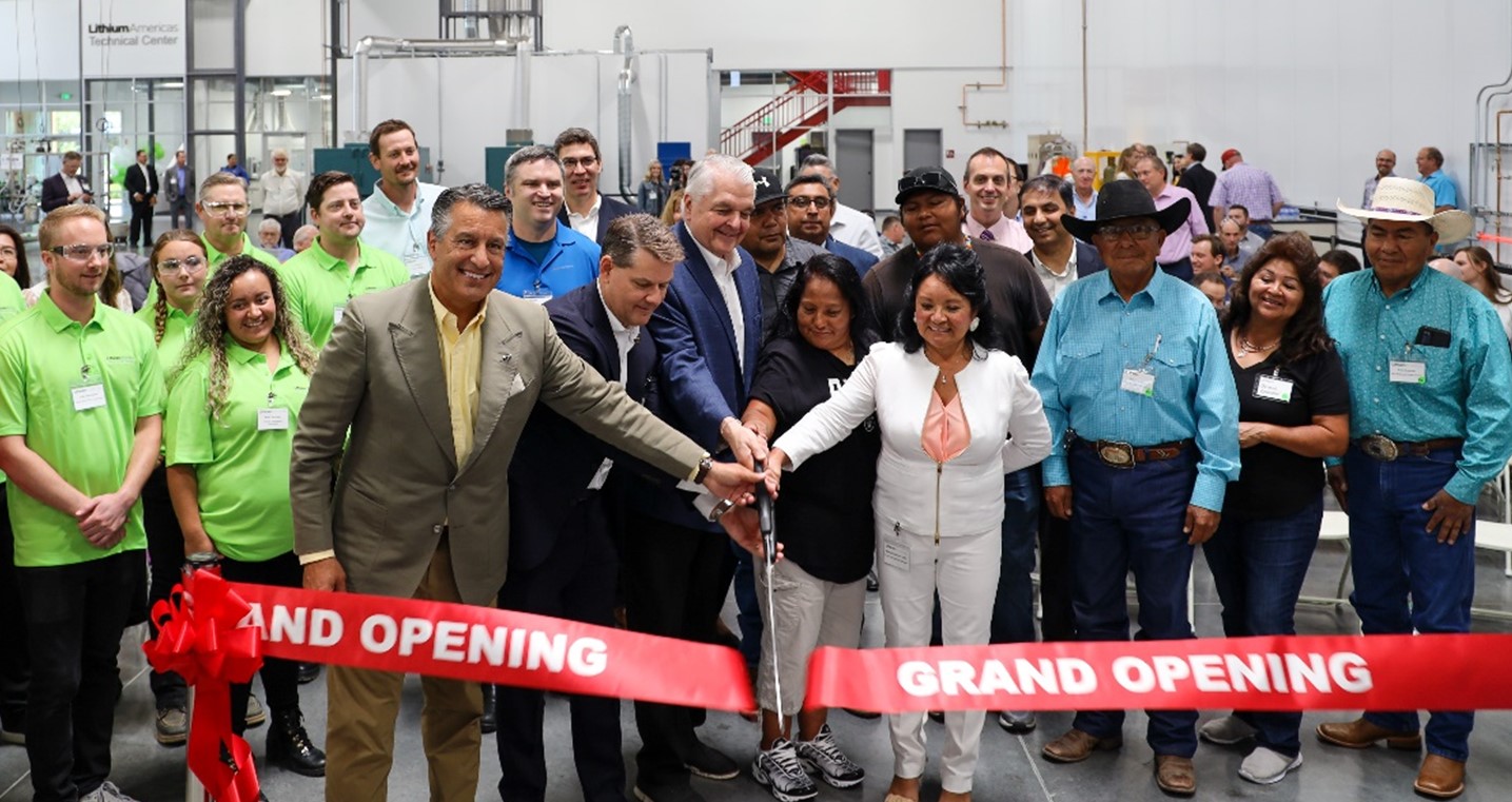 In photo front left to right: Brian Sandoval, University of Nevada, Reno President; Jonathan Evans, President & CEO; Steve Sisolak, Governor of Nevada; Little Star Abel; Maria Anderson, the Company’s Community Relations Manager; members of the Tribe; and Lithium Americas’ staff.