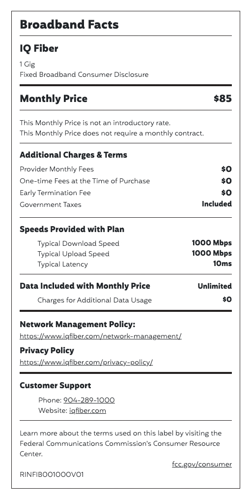 IQ Fiber Launches Broadband Labels