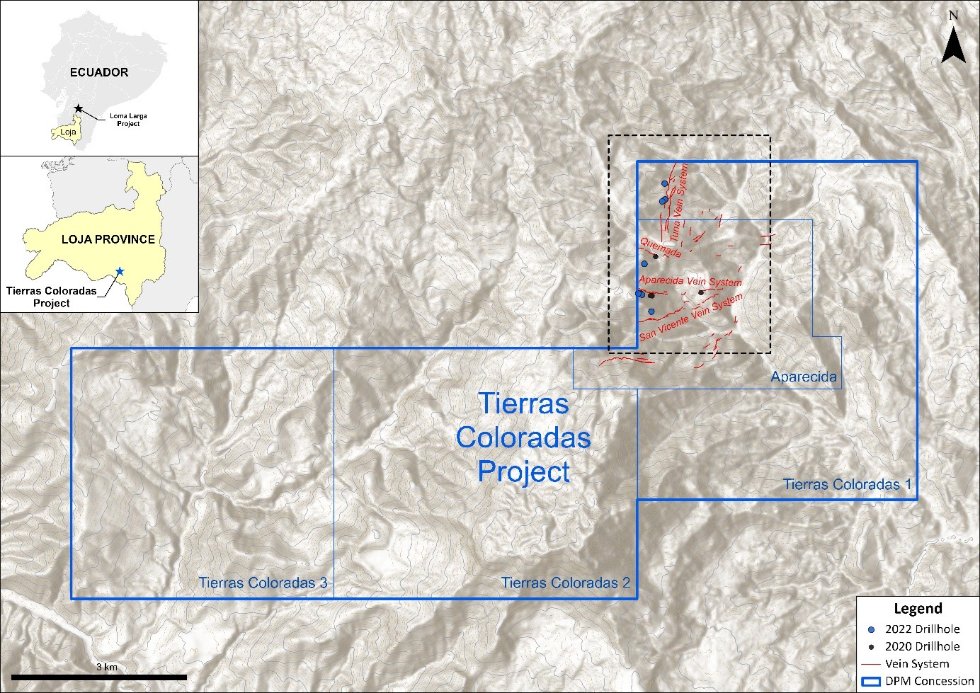 Tierras Coloradas Concessions: Location and Geology