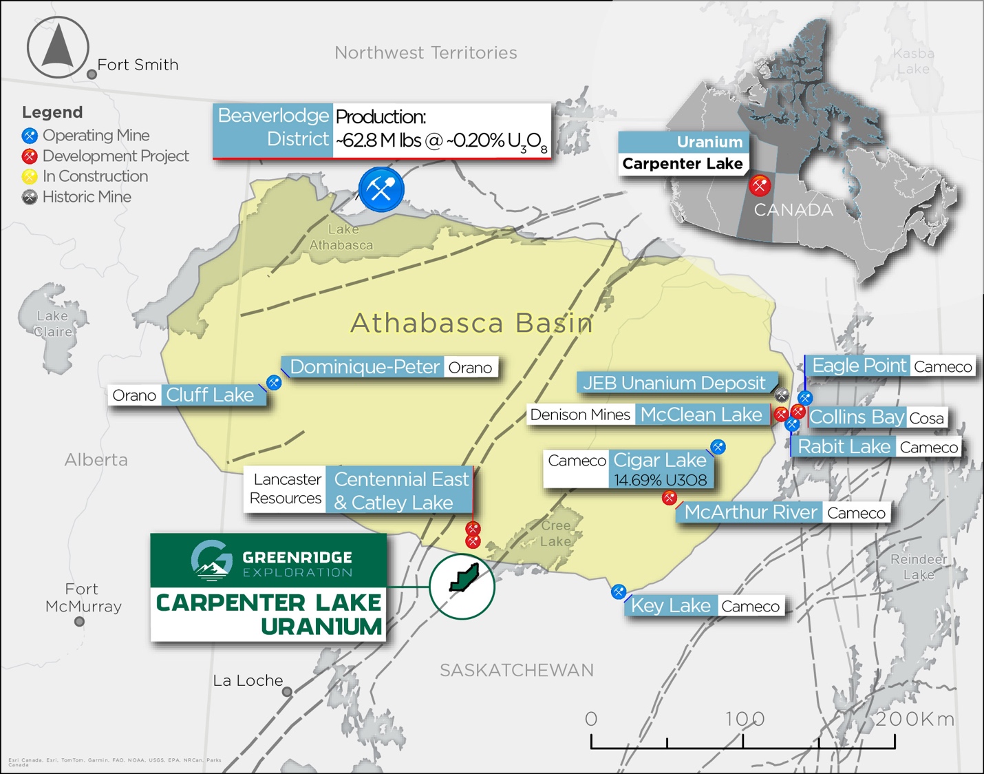 Figure 1: Carpenter Lake Uranium Project Regional Map