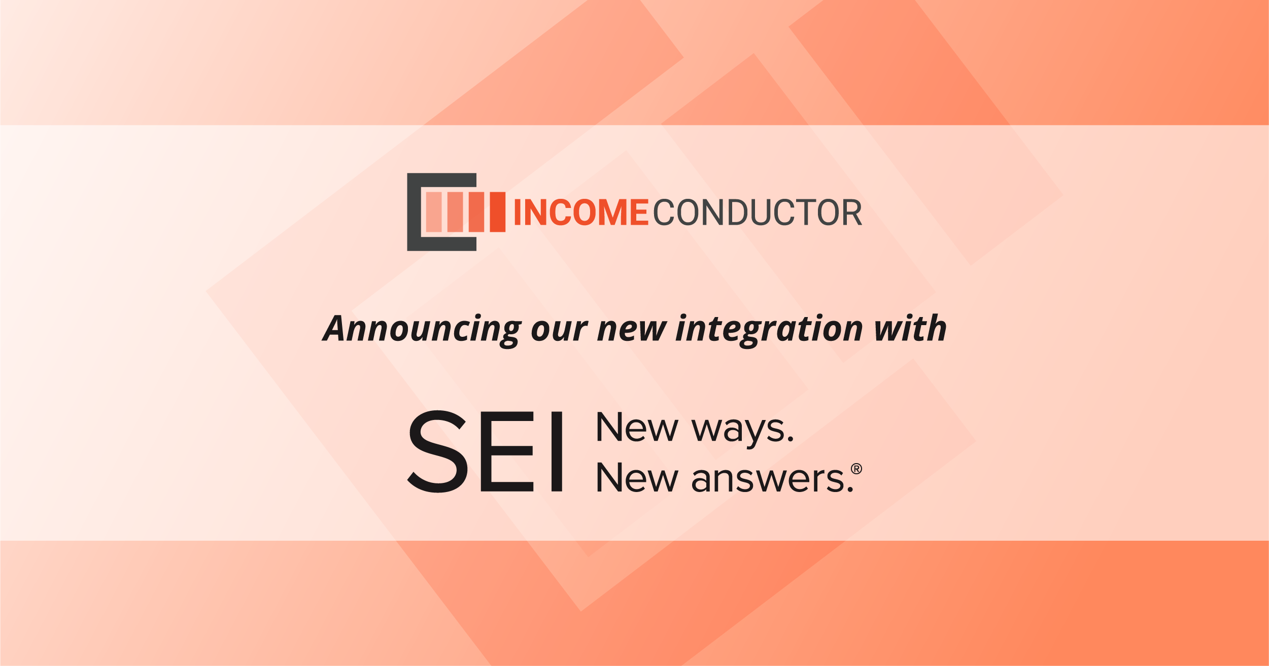 IncomeConductor is now available with the SEI Wealth Platform (the Platform), enabling independent advisors that utilize both SEI’s Platform and IncomeConductor to easily connect their clients’ underlying accounts and facilitate scale through automation.