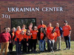 TruStone Financial's retail membership team members provided cleaning services inside and outside the building for the Ukrainian American Community Center during CU Forward Day.