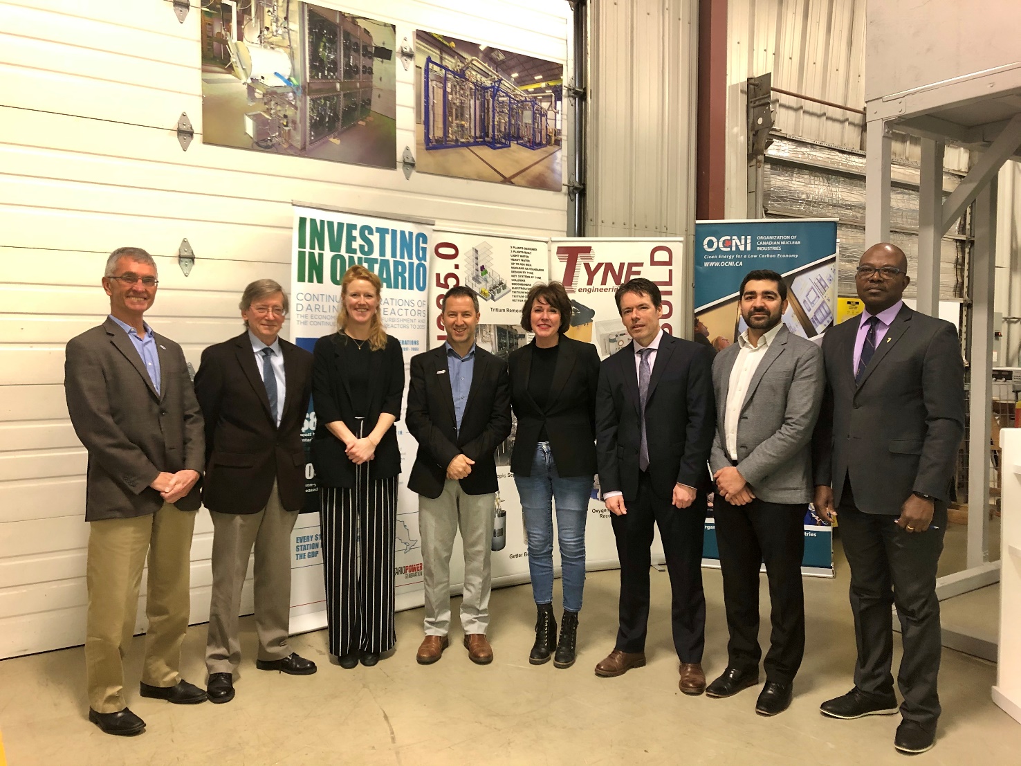 (From Left to Right): Ron Oberth OCNI, John Robinson Tyne Engineering, Sandra Dykxhoorn OPG, Deputy Mayor Kelvin Galbraith (Acting) Ward 1 Councillor, Jane McKenna MPP for Burlington, Vince Robinson Tyne Engineering, Talha Riaz SNC Lavalin, Peter Ozemoyah Tyne Engineering 