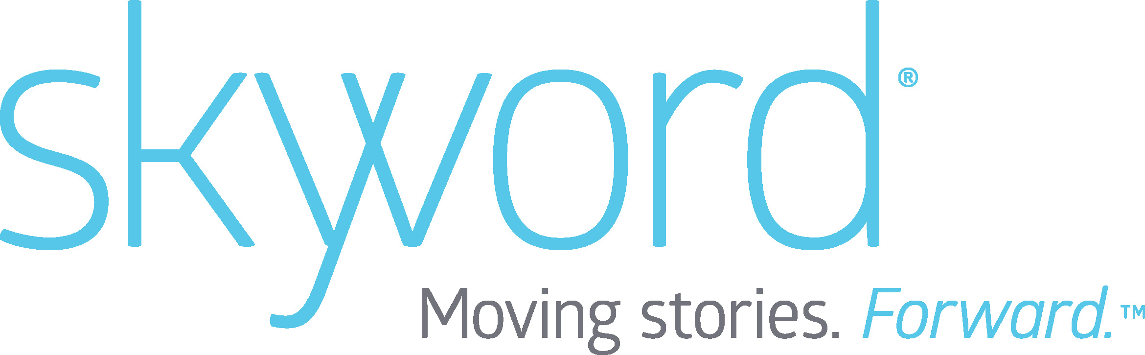The Skyword logo with the tagline, "Moving stories. Forward. (TM)"