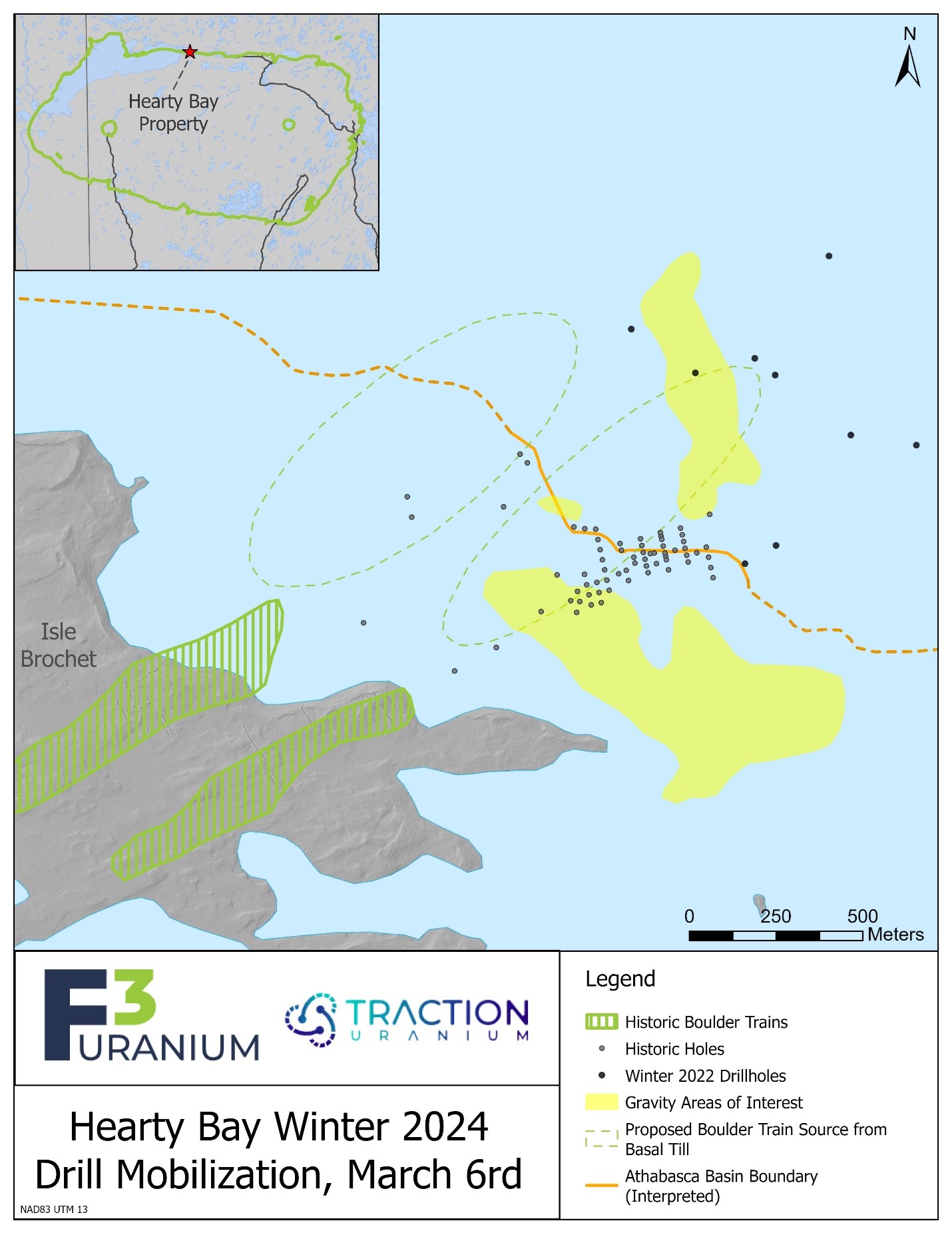Map Showing New Targets Up-Ice of the Isle Brochet Uranium Boulder Trains