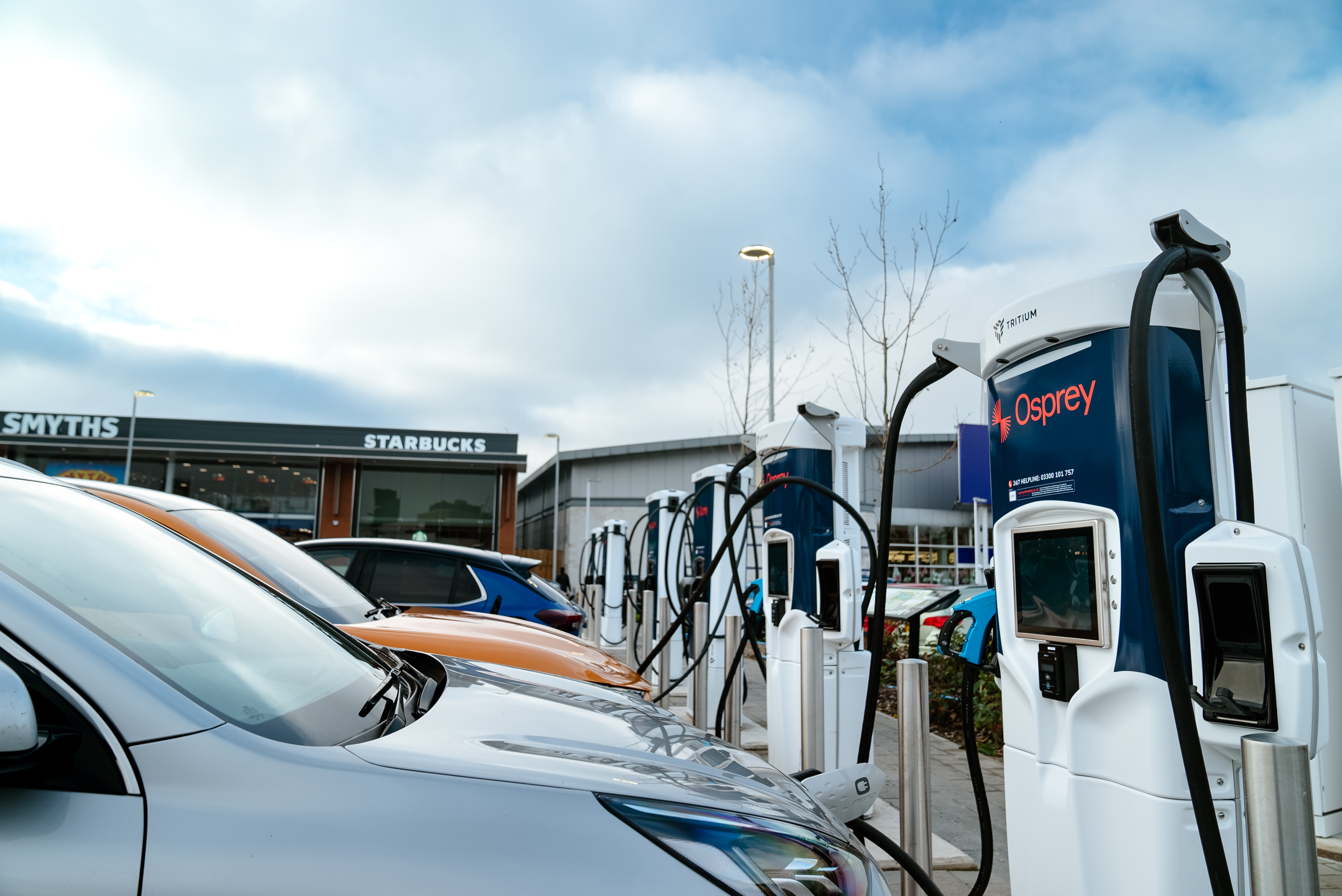 Osprey-branded Tritium rapid chargers in Croydon, United Kingdom (UK)