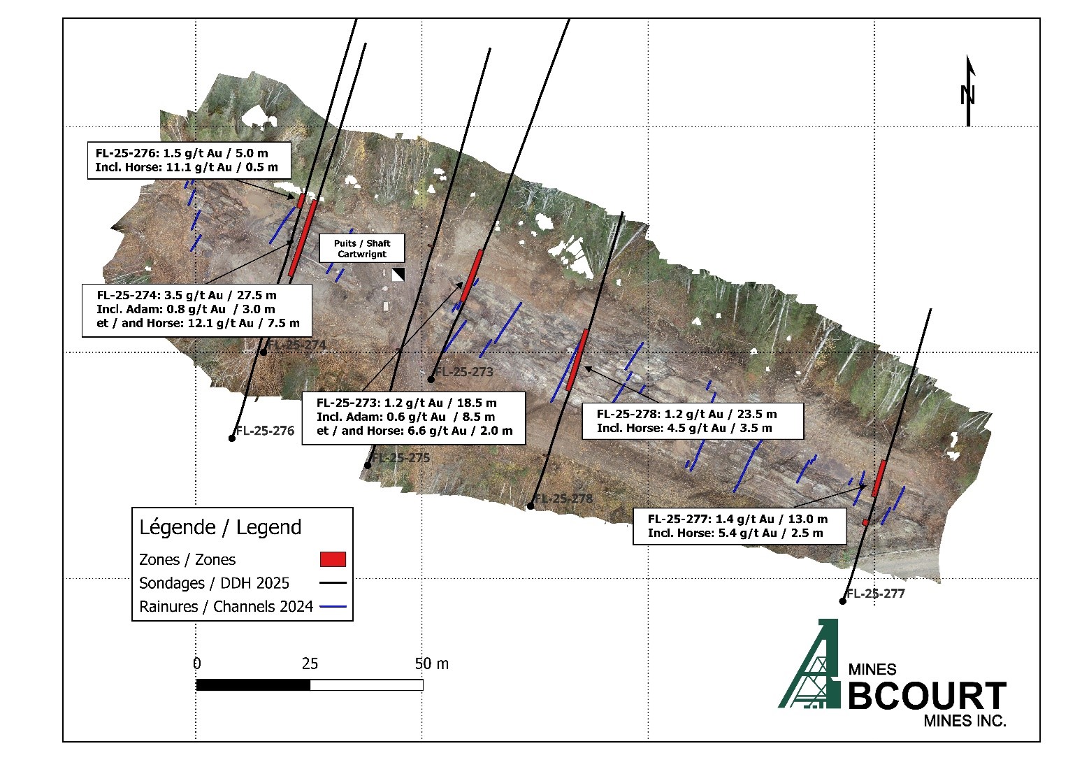 Location of the Drillings in the Cartwright Zone