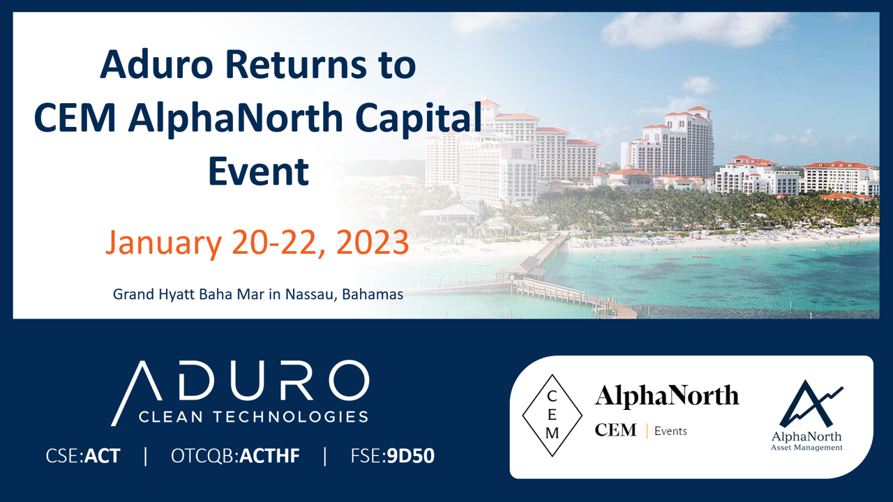 Aduro to attend the 9th Annual AlphaNorth Capital Event at Nassau, Bahamas, January 20-22, 2023