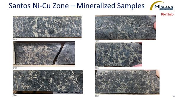 Figure 6 Santos Ni-Cu Zone- Mineralized Samples