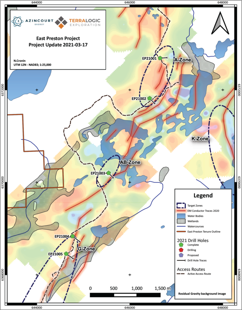 Figure 3: 2021 Completed Drill Hole Plan at the East Preston Uranium Project