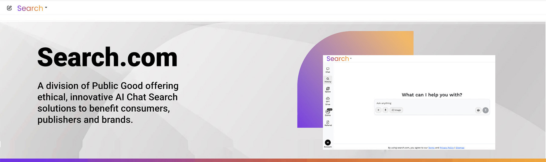 A division of Public Good offering ethical, innovative AI Chat Search solutions to benefit consumers, publishers and brands.
