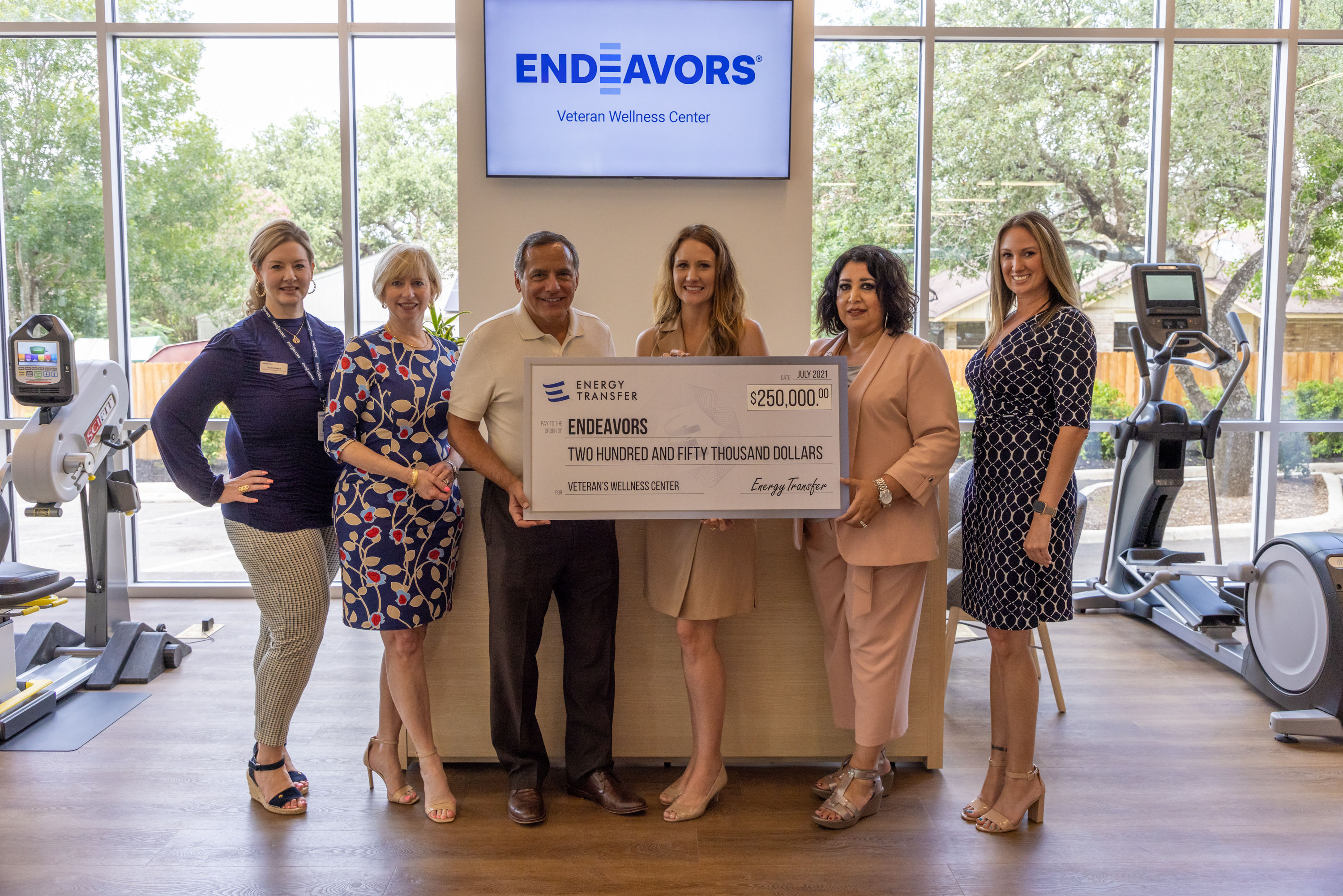 Pictured left to right: Traci Gomez, Chief Development and Communications Officer (Endeavors); Vicki Granado, Vice President of Corporate Communications (Energy Transfer); Christopher Curia, Executive Vice President and Chief Human Resources Officer (Energy Transfer); Jamie Bynum, Senior Manager, Charitable Giving (Energy Transfer); Margarita Ochoa-Smith, Director of Mental Health and Wellness for the Endeavors Veteran Wellness Center; Jacquelyn Eckmann, Content Strategist (Endeavors).