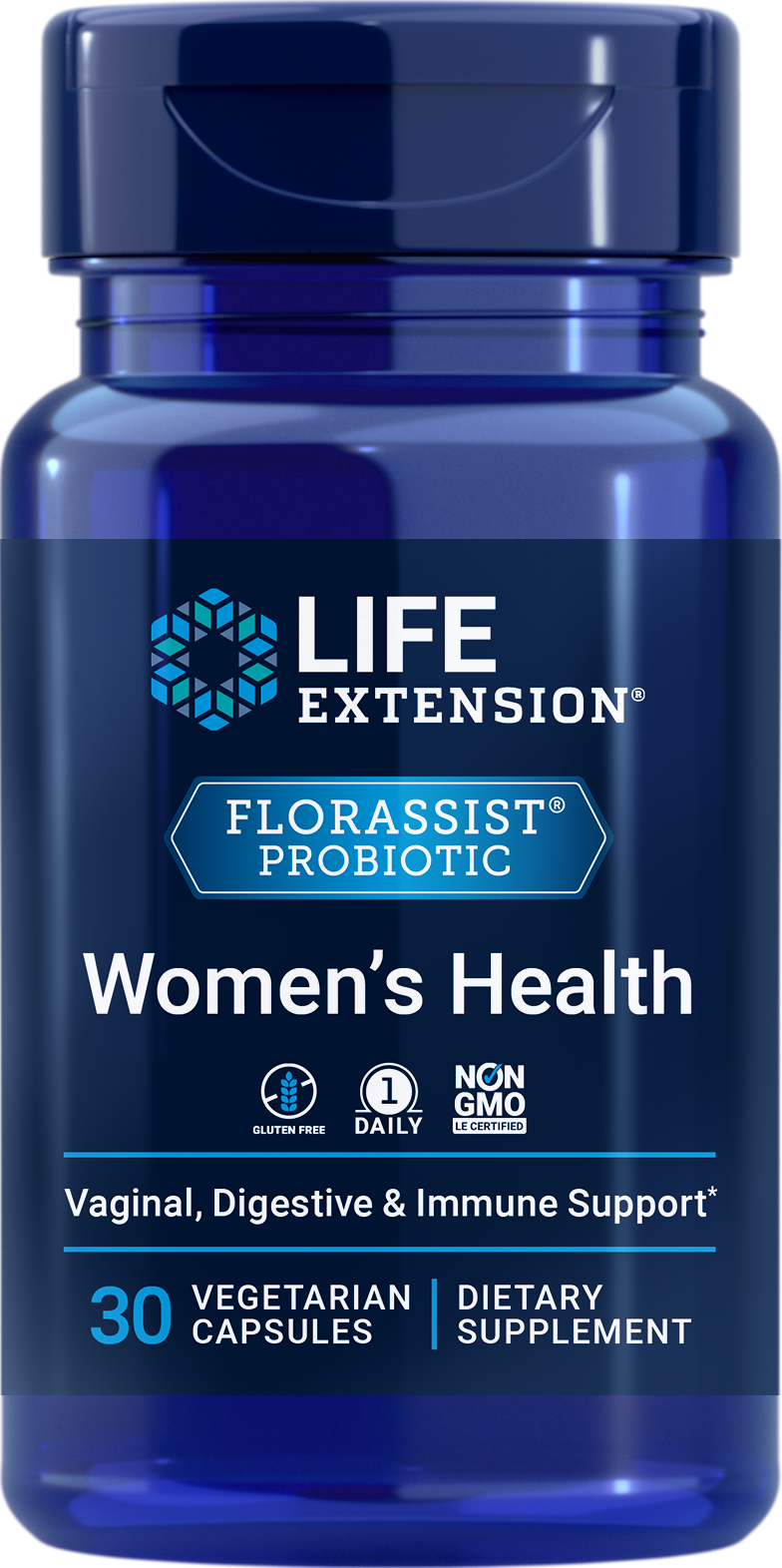 Life Extension new FLORASSIST® Probiotic Women's Health dietary supplement for vaginal, digestive and immune support non-GMO gluten-free vegetarian