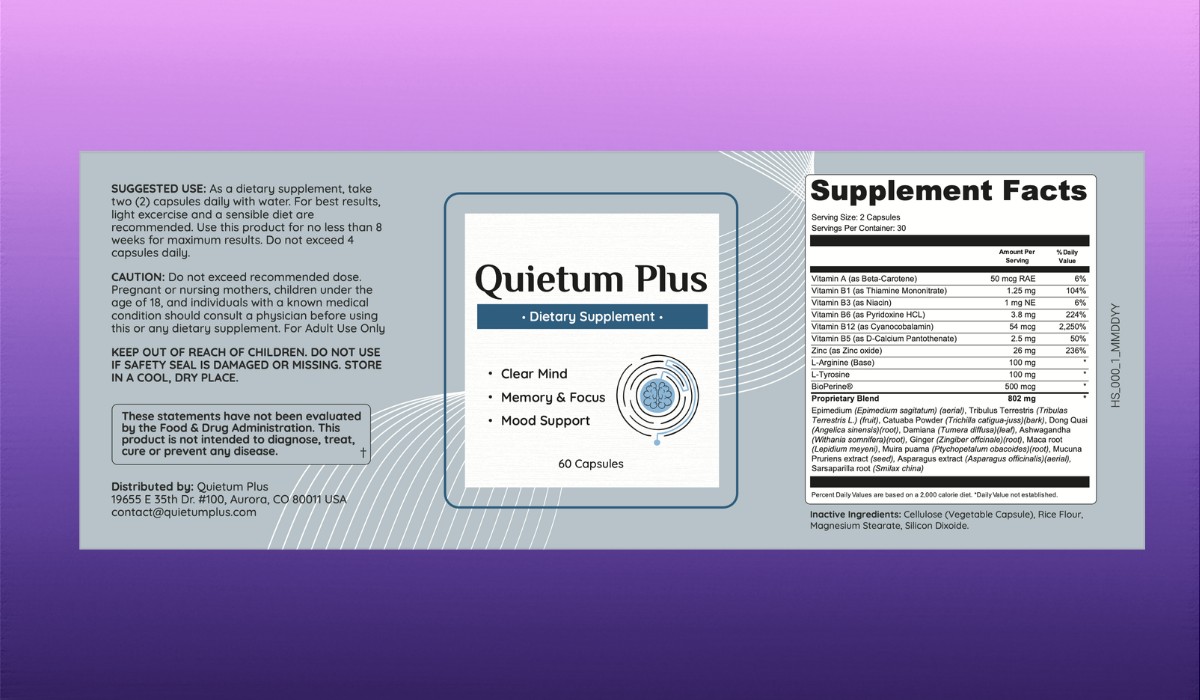 Quietum Plus Supplement Facts
