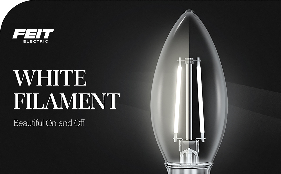 White filament LED bulbs have the same classic glass shape and style as regular LED filament bulbs with a discreet white core.
