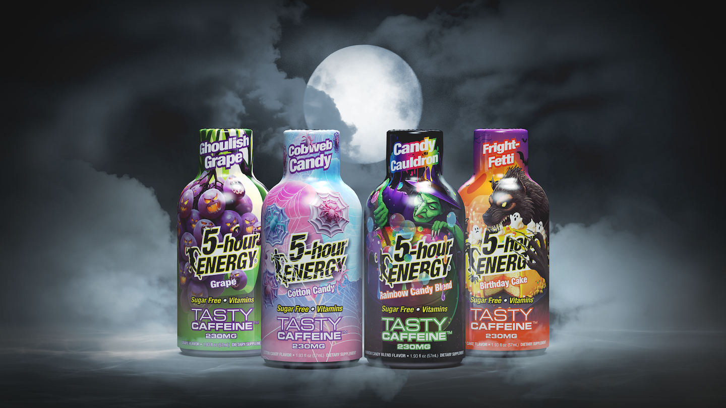 5-hour ENERGY®  introduces its first-ever Halloween Variety Pack, featuring four limited-edition, candy-inspired flavors: Ghoulish Grape, Cobweb Candy, Fright-Fetti and Candy Cauldron.