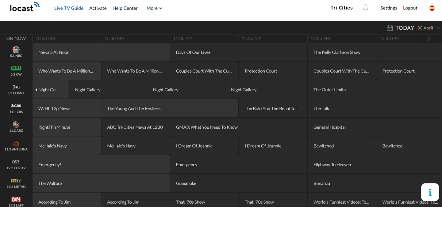 Tri-Cities Locast TV guide