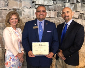 Advocate of the Year, David Siguenza, with PCC President Dr. Patty Erjavec and CCCS Chancellor Joe Garcia. 