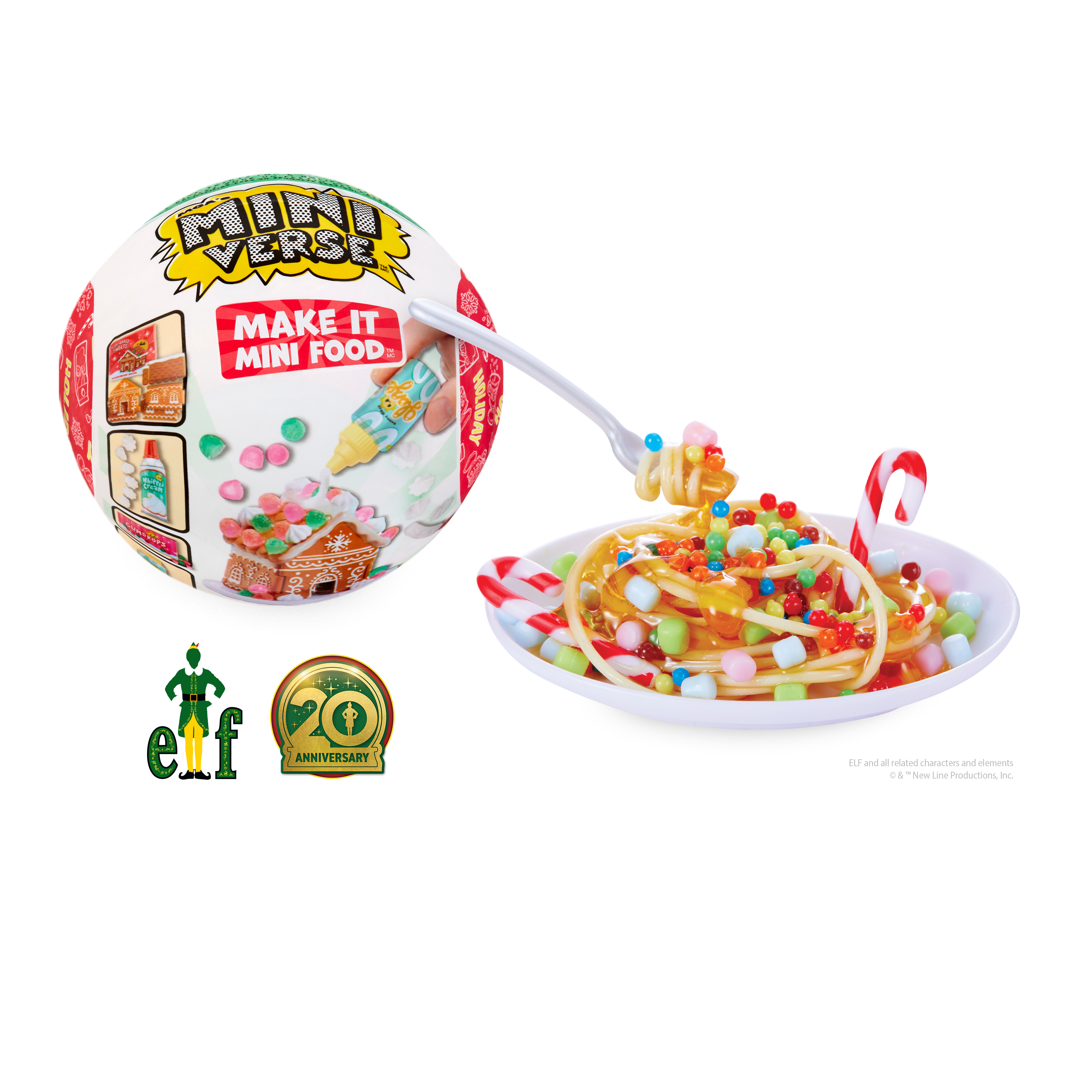 MGA’s Miniverse™ Make It Mini Food™ Holiday Theme collection with the ultra-rare, surprise collectible Buddy the Elf's Candy Spaghetti