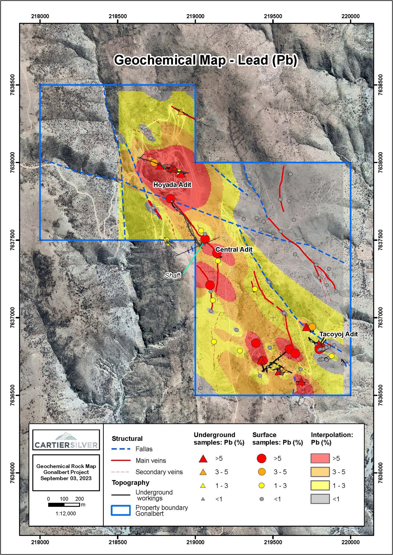 Rock Geochemical Sampling, Gonalbert Property Showing Ag Distribution