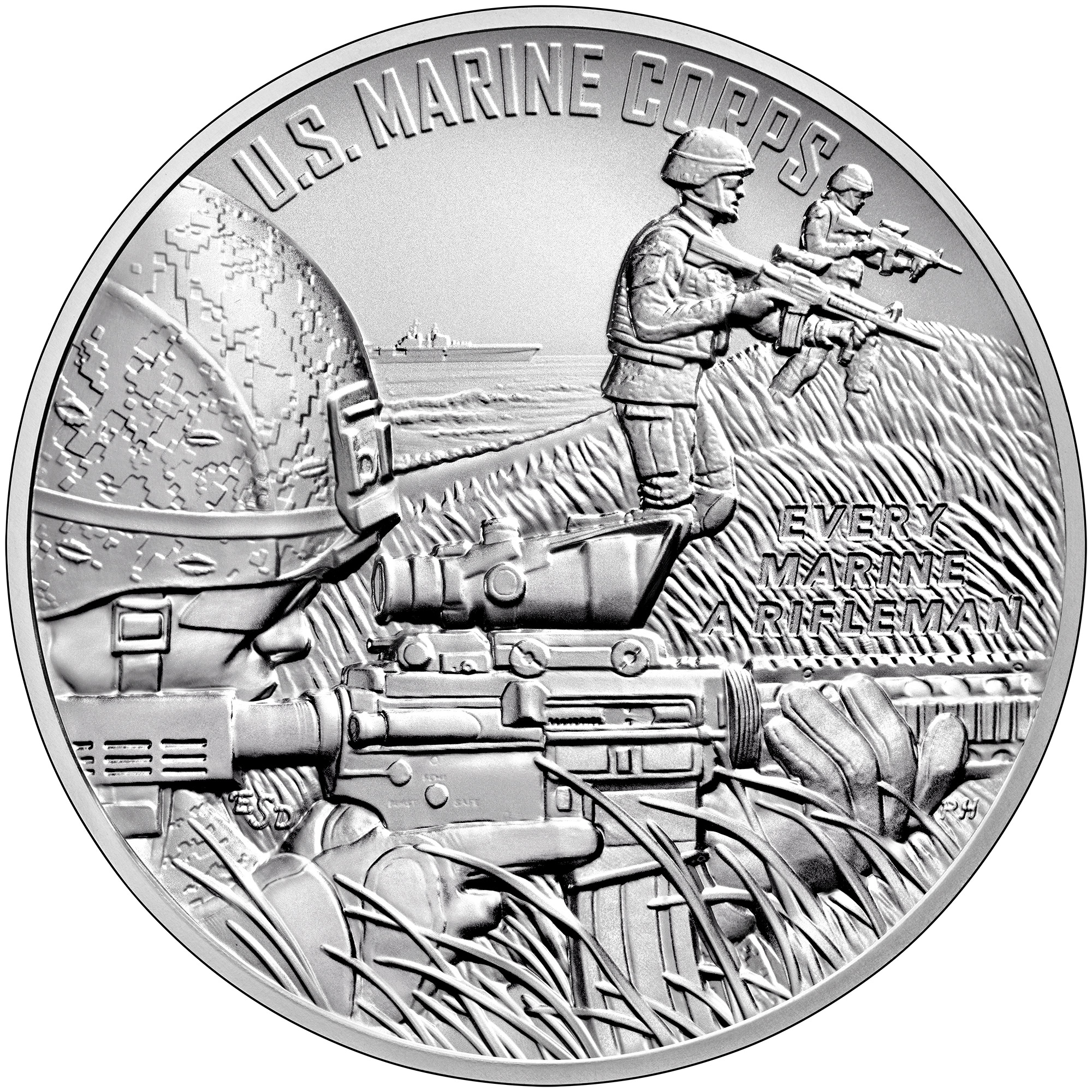 U.S. Marines One Ounce Silver Medal 