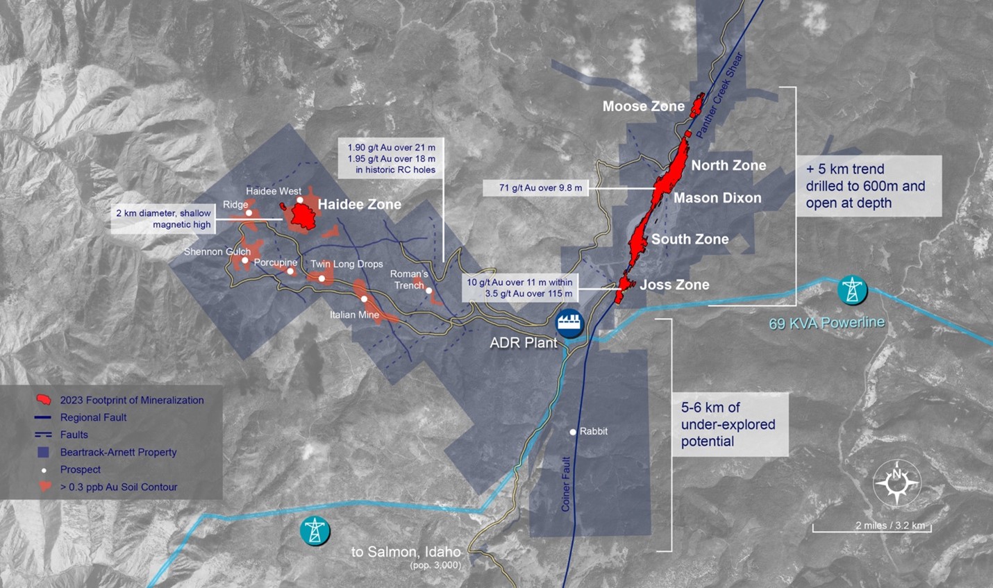 Beartrack-Arnett Gold ProjectMineral Resource Areas1 and Land Position