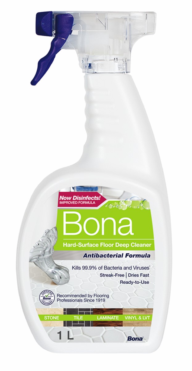 Bona Antibacterial Hard-Surface Floor Deep Cleaner now available at UK retailers nationwide including Lakeland, Robert Dyas, Argos and B&Q. Bona Antibacterial Hard-Surface Floor Deep Cleaner is a unique formulation that provides a deep clean for sealed, hard-surface floors including stone, tile, laminate, vinyl and LVT. 
