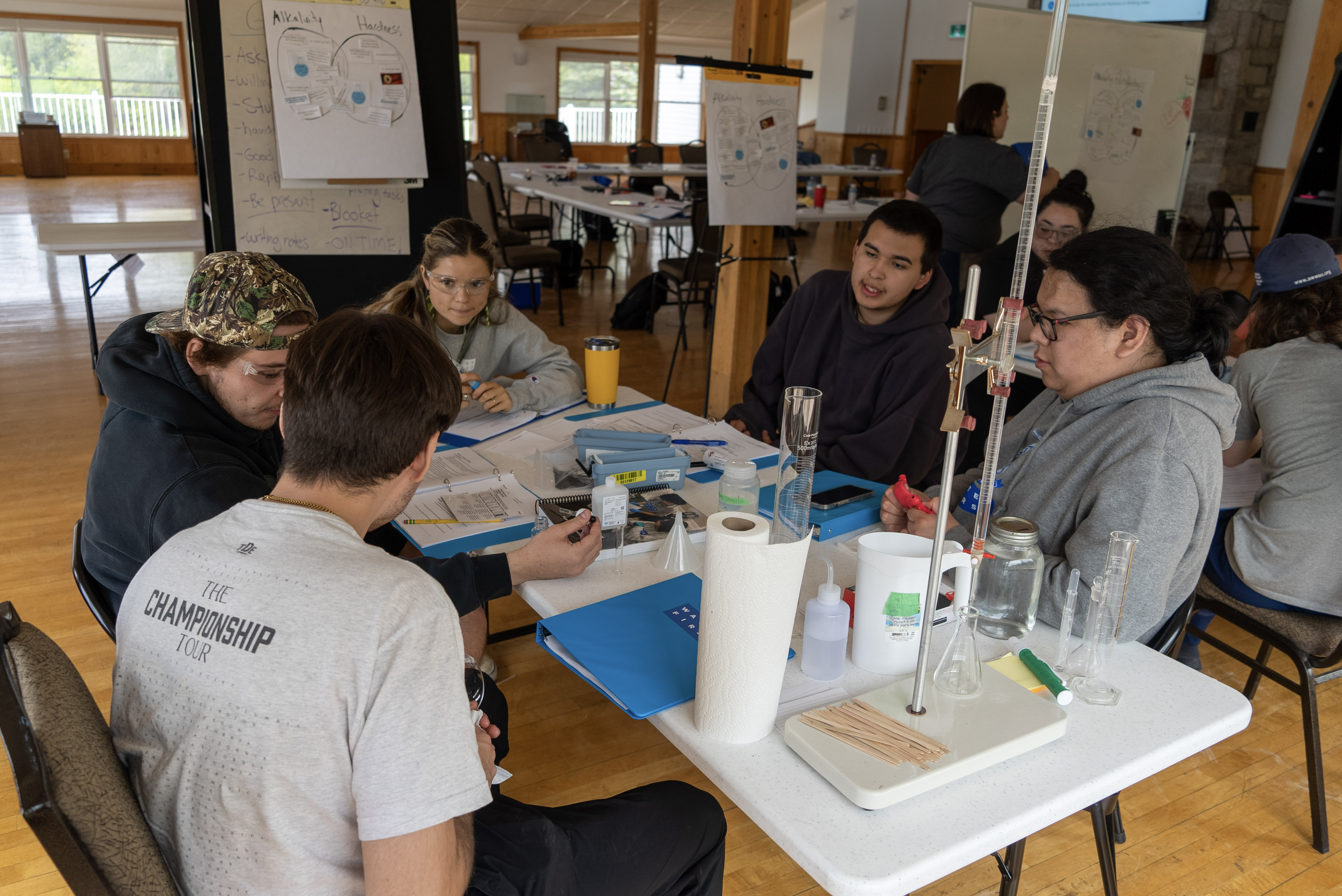 Water First trainers guide Drinking Water Interns through hands-on water hardness testing