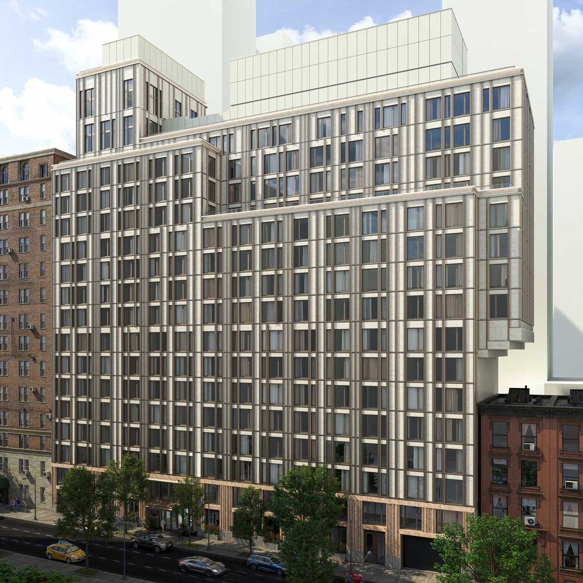 Architect visualization of 35th street project with prefabricated exterior walls by Dextall
