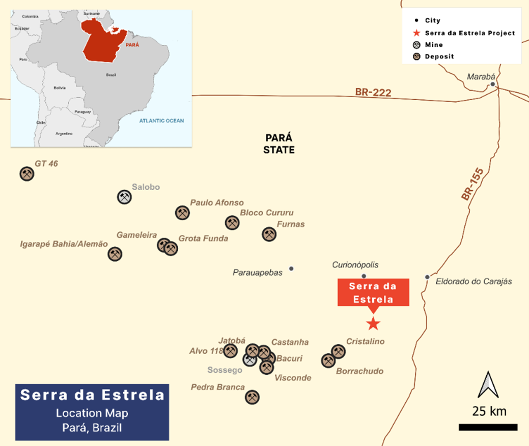 Serra da Estrela location map, Para State, Brazil.