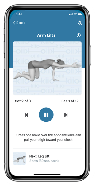 Kiio's personalized exercise therapy and interactive virtual coaching is easy for members to follow and empowers them to find musculoskeletal pain relief. 