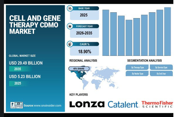 Cell and Gene Therapy CDMO Market Size to be Worth USD 29.49 Billion by 2035; Growth is Driven by Increasing Number of Advanced Therapies Globally
