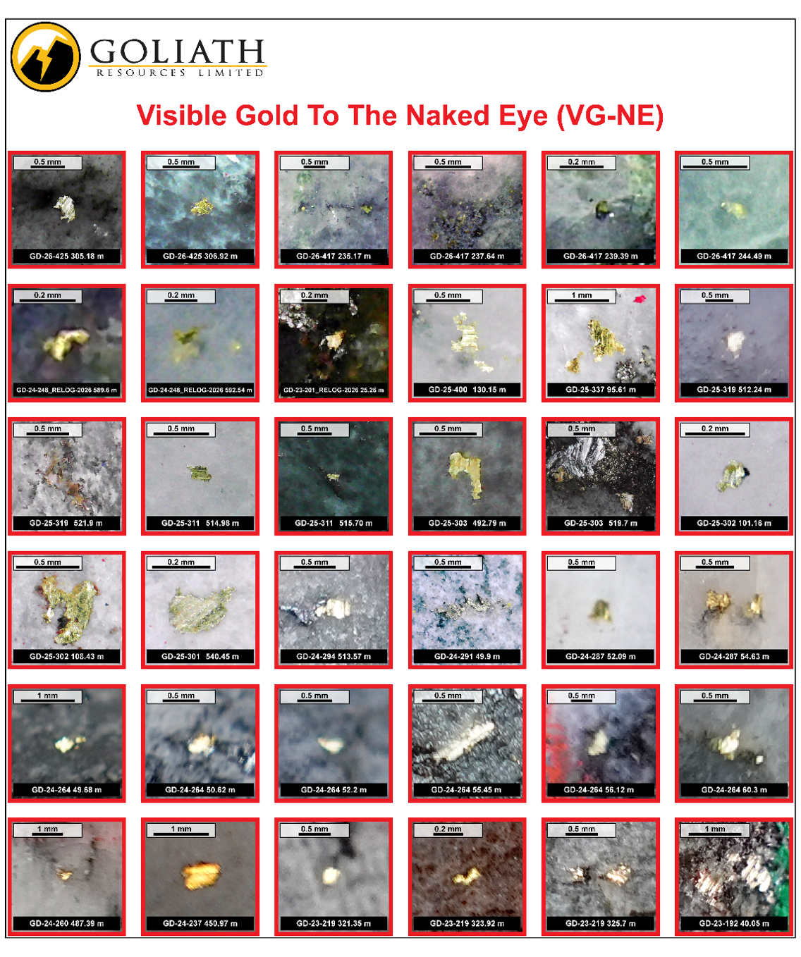 Visible Gold to the Naked Eye (VG-NE) seen in the Volcanic Wedge Zones.