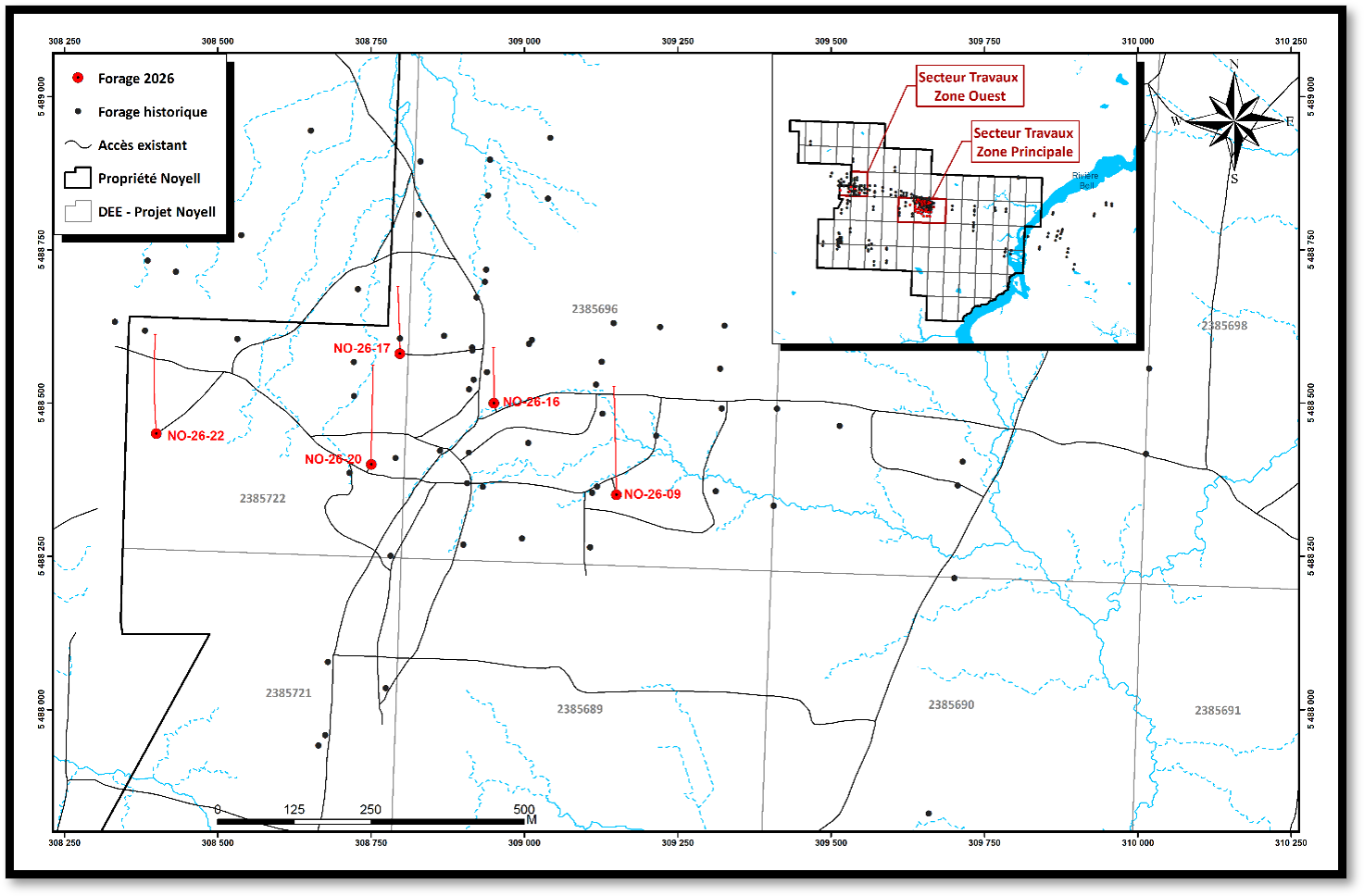 DRILL HOLE LOCATION MAP – ZONE WEST