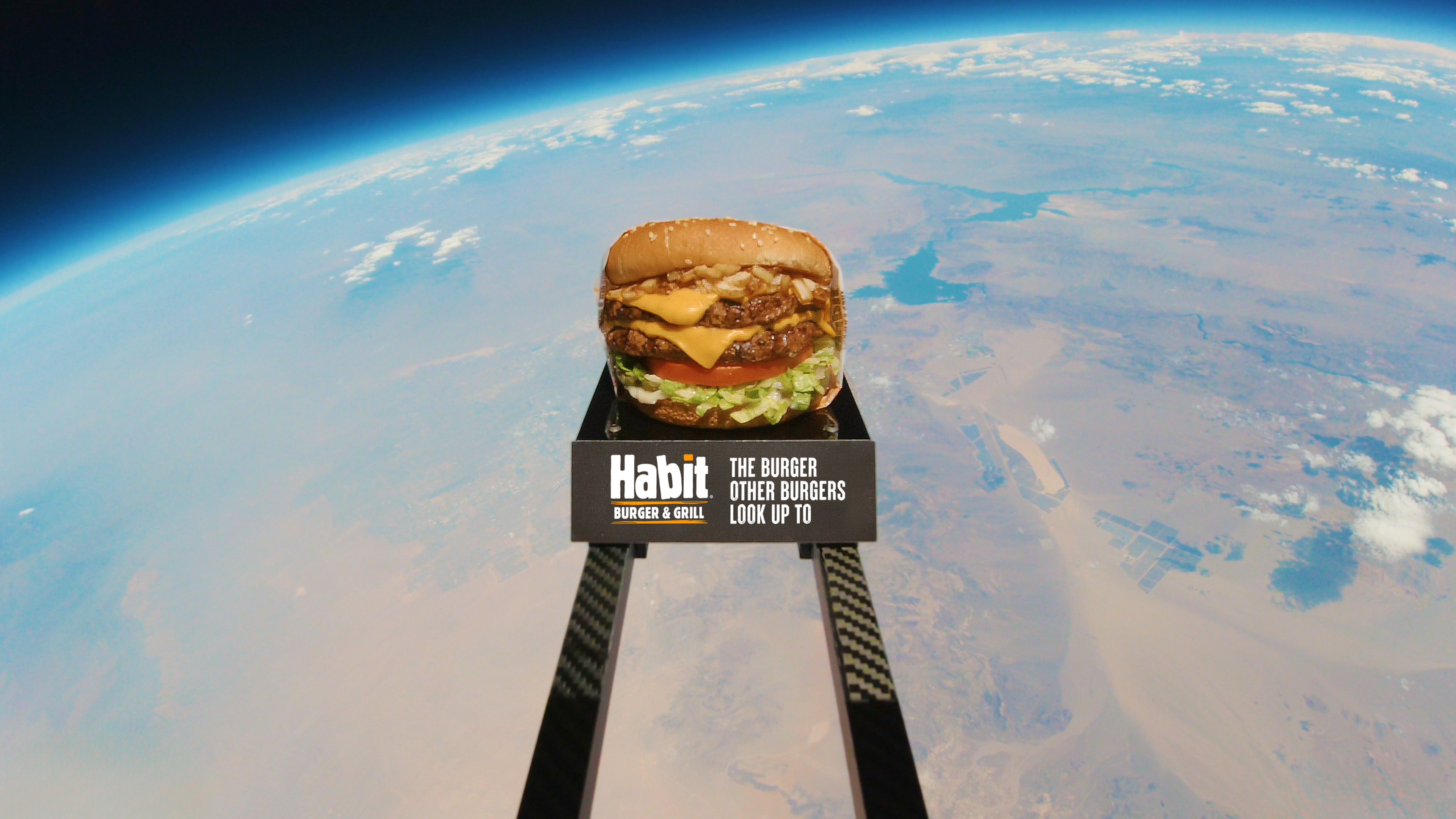 20 Miles Above Earth, Habit Burger & Grill's #1 Ranked Double Charburger Takes Its Victory Lap, as it was ranked #1 by USA TODAY’s 10Best, and was launched into the stratosphere.