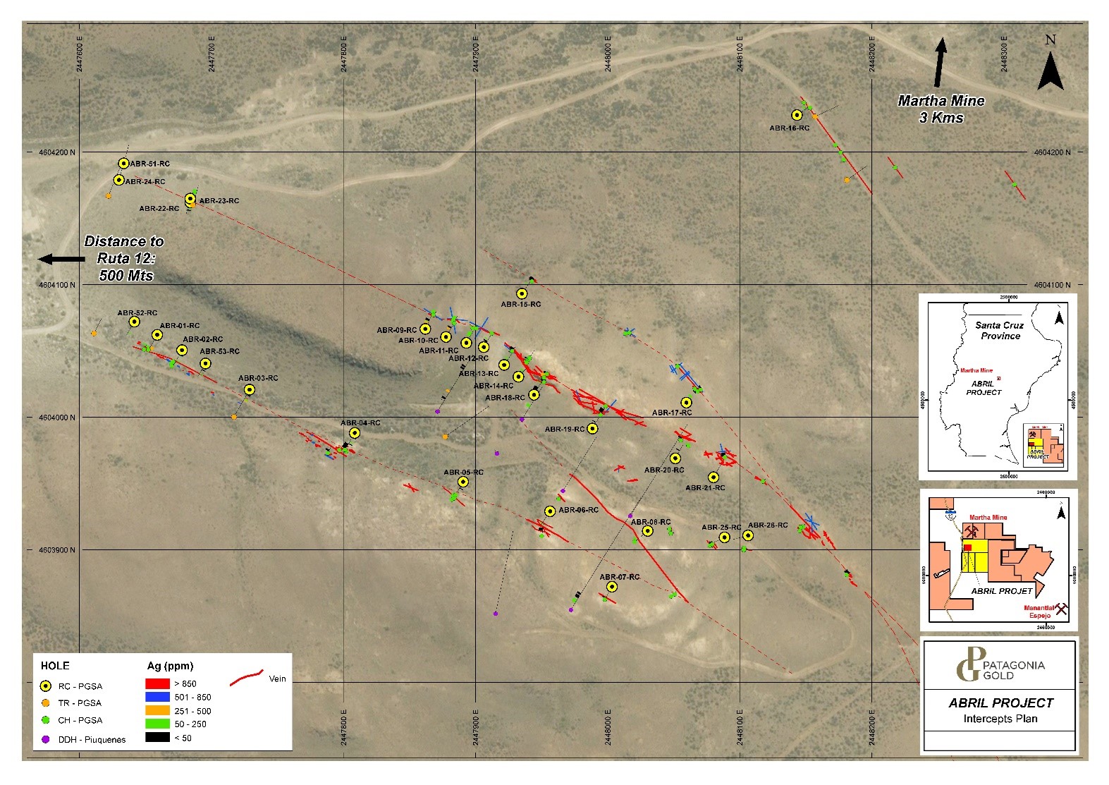 Location of Abril adjacent to the Martha property